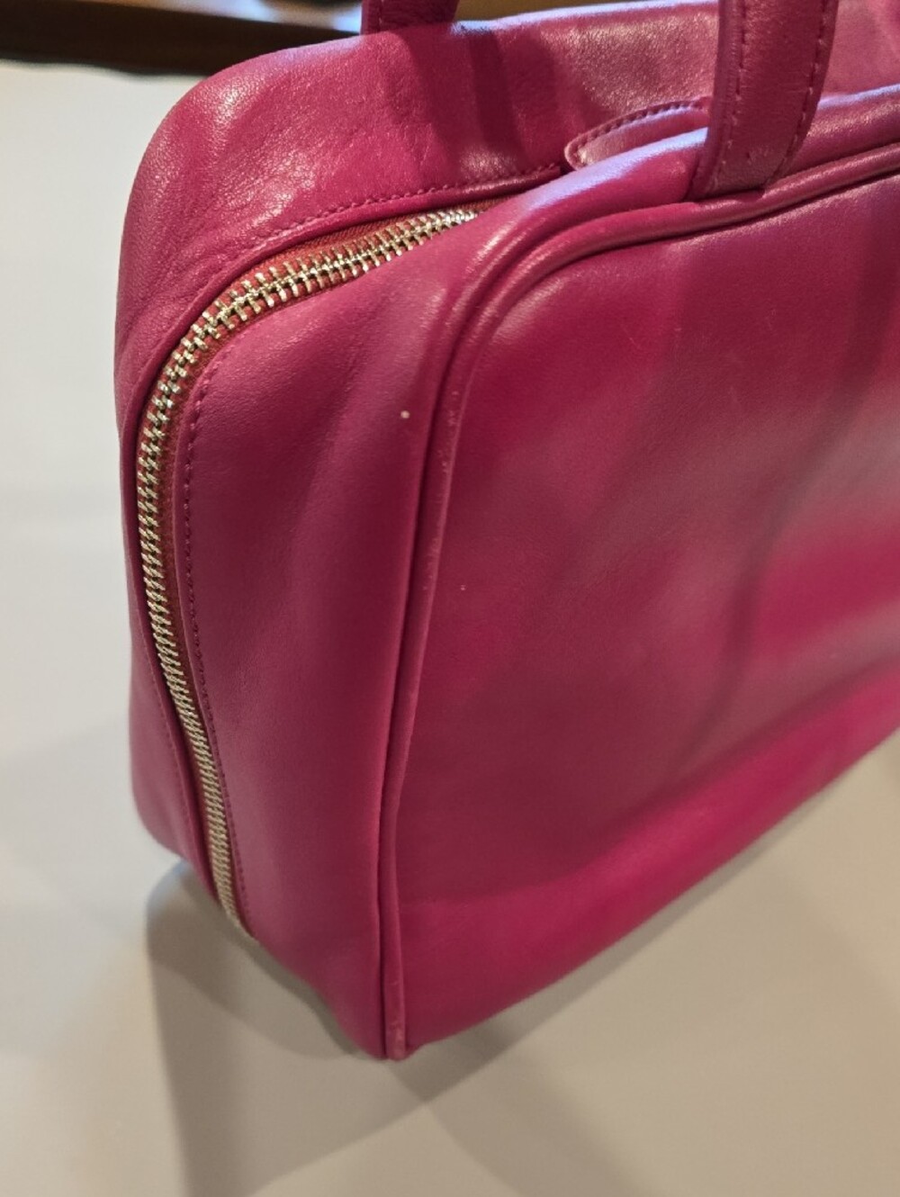 Coach Hot Pink Leather Tote Toiletries Cosmetic Y2K Rare Vintage Matching SET! - Picture 8 of 16